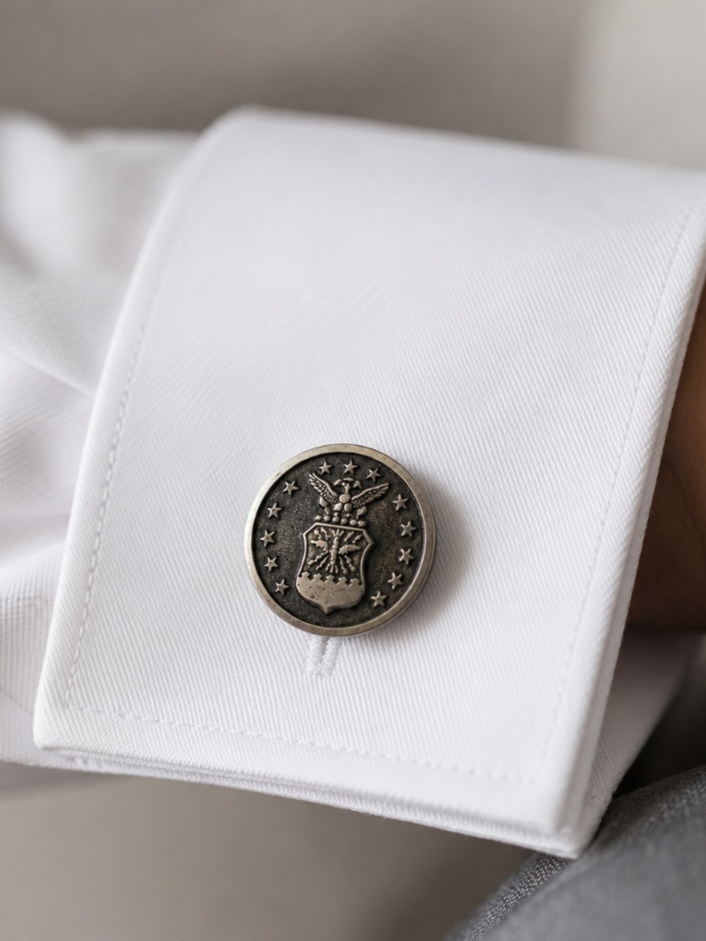 Vintage U.S. Air Force Button Cufflinks – Silver Plate Over Brass – Post WWII US